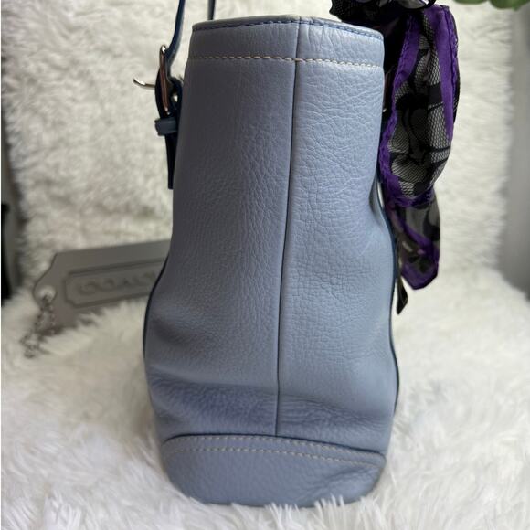 COACH y2k Blue Pebbled Leather Tote Shoulder bag - Picture 11 of 11